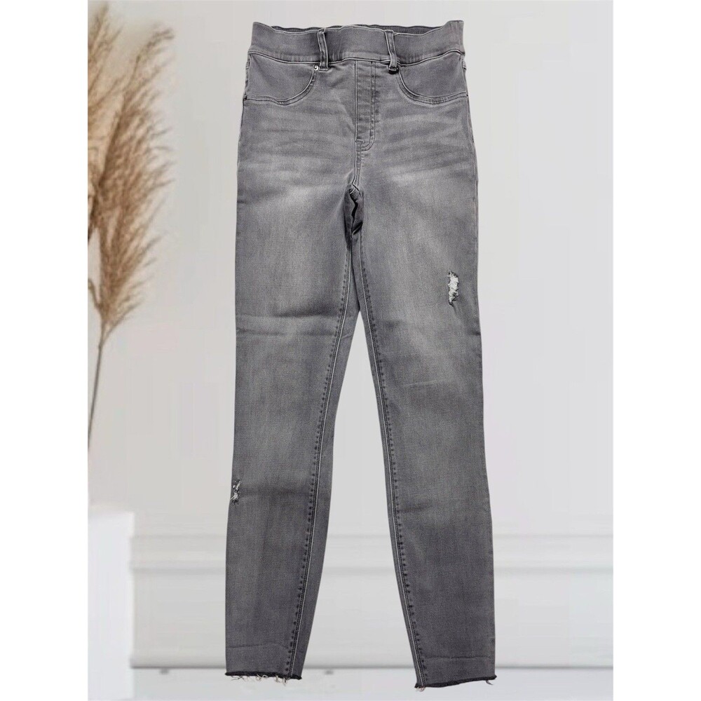 Spanx Women's Pull On Distressed Raw Hem Jeans Size Small